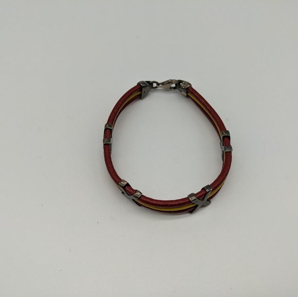 Two Tone Leather and Sterling Silver Cuff - Picture 2 of 4